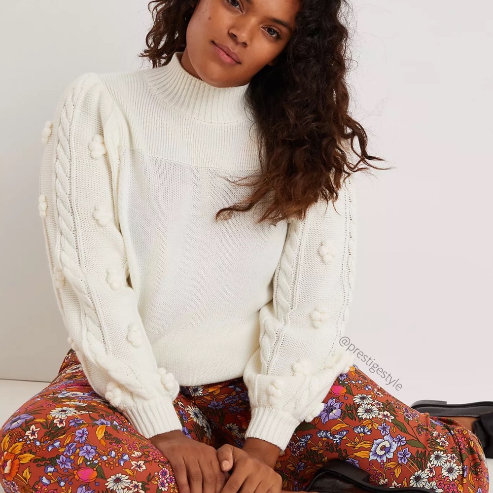 Anthropologie Mock Neck Sweater Ivory